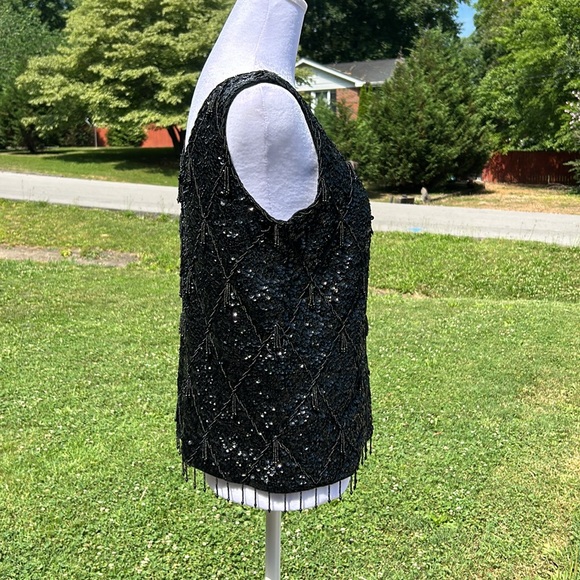 Medium Black Bead & Sequin Formal Wool Top - Picture 4 of 14